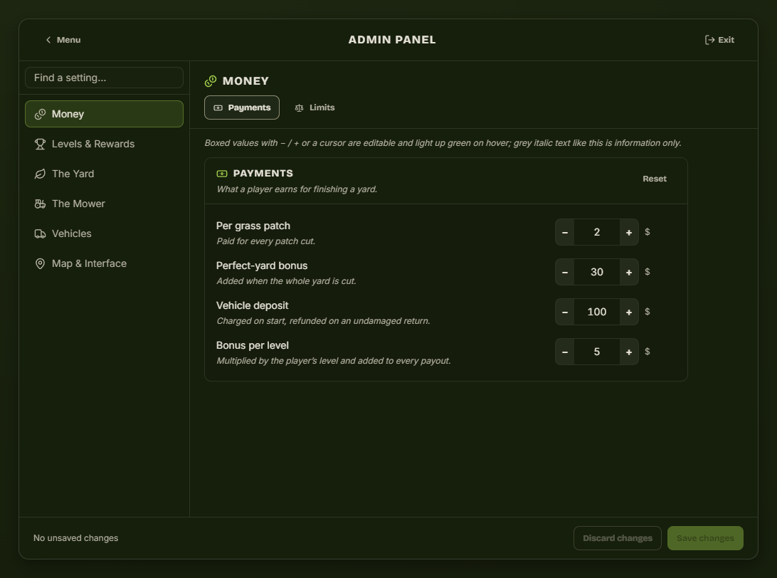 Admin panel