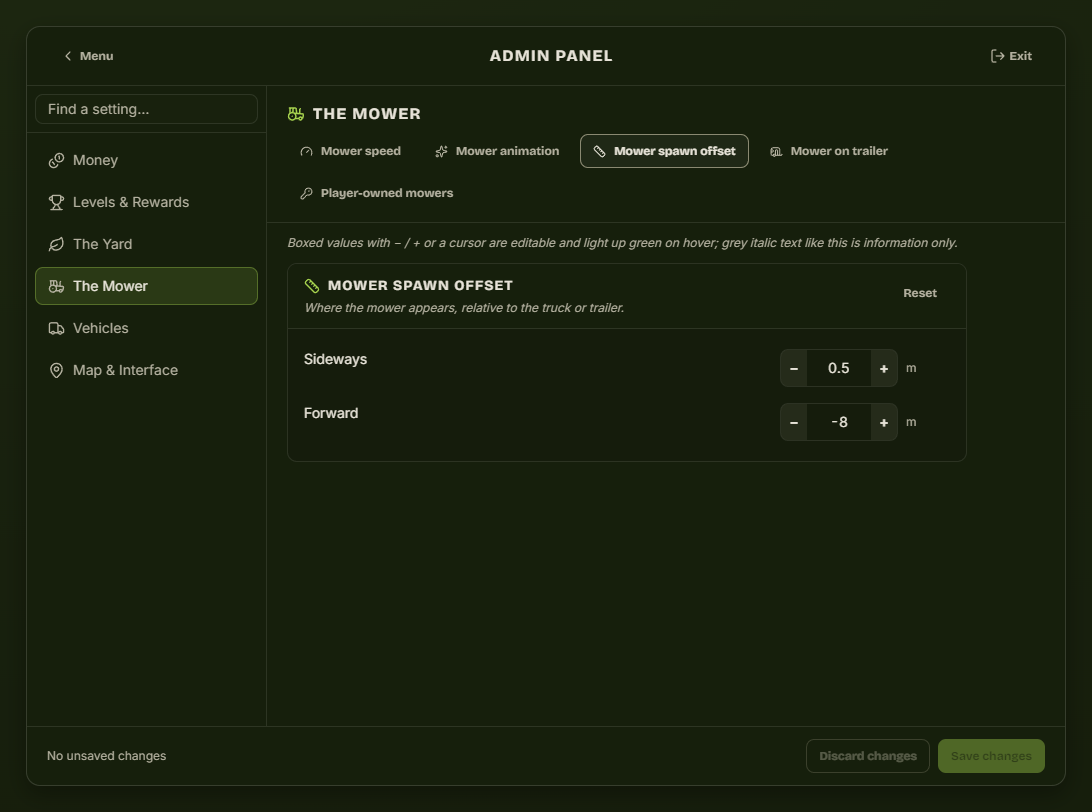 Mower spawn offset
