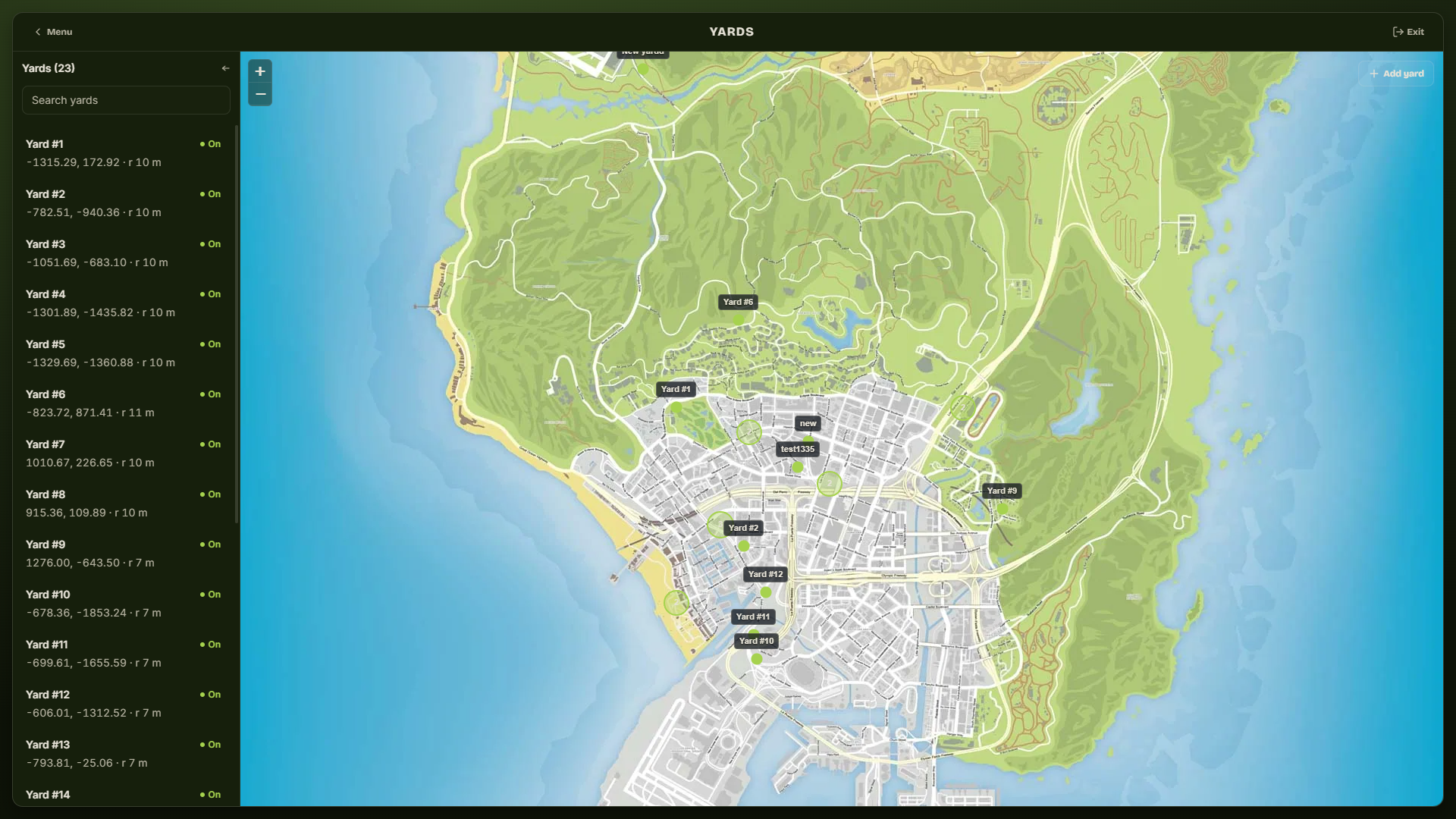 Yards map